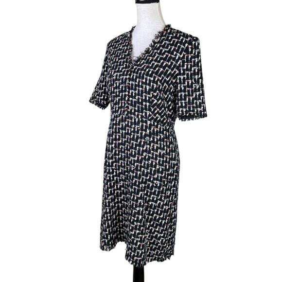 Linton for L.K. Bennett DR Vetti Black Multi Color Tweed V-neck Sheath Dress - Picture 4 of 13